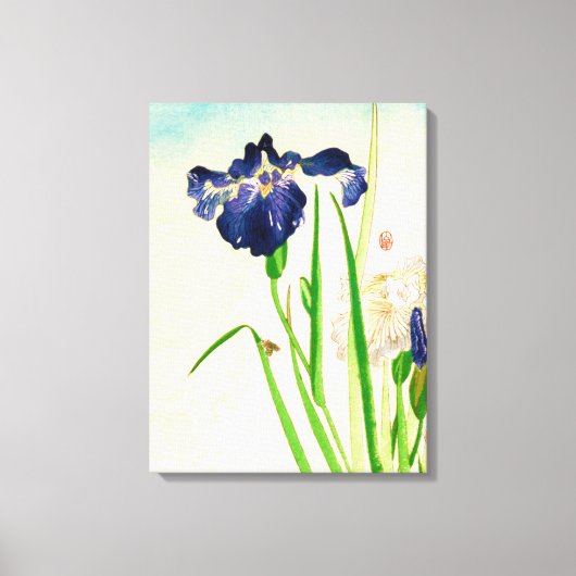 Blue Iris Japanse Waterverf Canvas Afdruk (Voorkant)