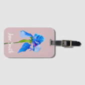 Blue Iris moderne florale waterverf kunst Bagagelabel (Voorkant (horizontaal))