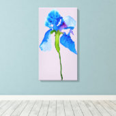 Blue Iris moderne florale waterverf kunst Canvas Afdruk (Insitu (Houten vloer))
