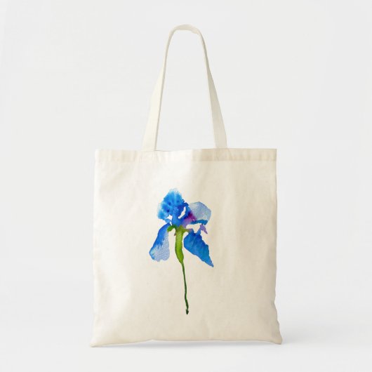 Blue Iris moderne florale waterverf kunst Tote Bag (Voorkant)