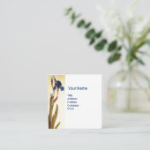 BLUE IRIS-monogram Vierkante Visitekaartje (Staand voorkant)