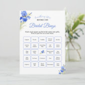Blue Iris Something Blue Bridal Shower Game Bingo Kaart (Staand voorkant)