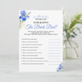 Blue Iris Something Blue Who Knows Bride Best Game Kaart (Staand voorkant)