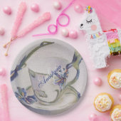 BLUE IRIS-TEACUP MONOGRAM PARTIJ PAPIEREN BORDJE (Feest)