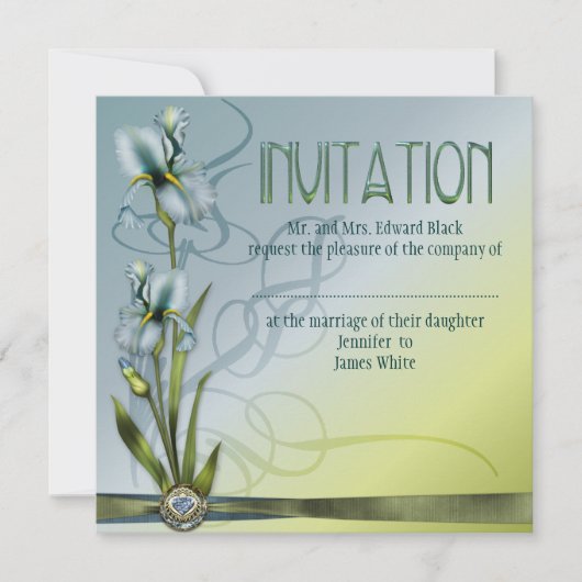 Blue Iris Wedding Kaart (Voorkant)
