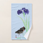 Blue Irises and Moorhens par Ohara Koson (Serviette à main)