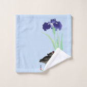 Blue Irises and Moorhens par Ohara Koson (Gant de toilette)