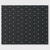 Blue-ish Gray Snowflakes on a Black Background Cadeaupapier (Vlak)