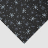 Blue-ish Gray Snowflakes on a Black Background Tissuepapier (Detail)