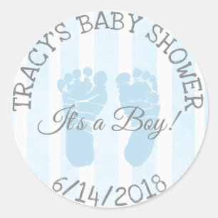 Blue It a Boy Footprints Baby shower Stickers