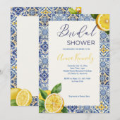 Blue Italien titre nuptiale douche Invitation (Devant / Derrière)