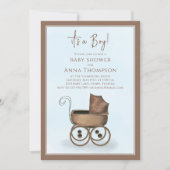 Blue It's a Boy  Carriage Gift Registry Kaart (Voorkant)