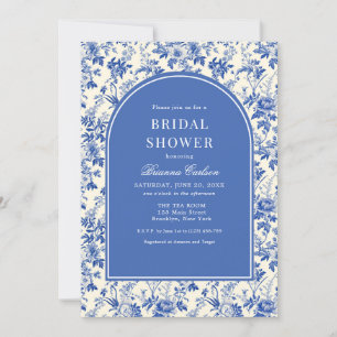 Blue Ivory Chinoiserie Floral Vrijgezellenfeest Kaart
