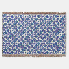 Blue Iznik Flower Pattern Deken