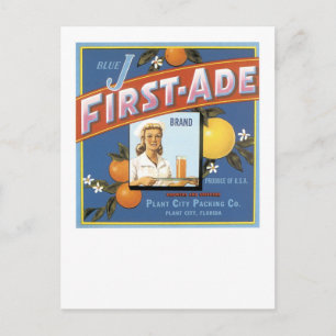 Blue J First-Ade Brand Sinaasappels Briefkaart