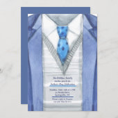 Blue Jacket Vaderdag Uitnodiging (Voorkant / Achterkant)