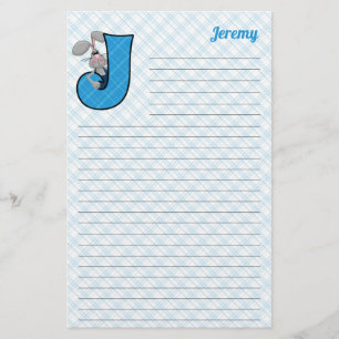 Blue Jackrabbit Mongram Letter J Lined Briefpapier