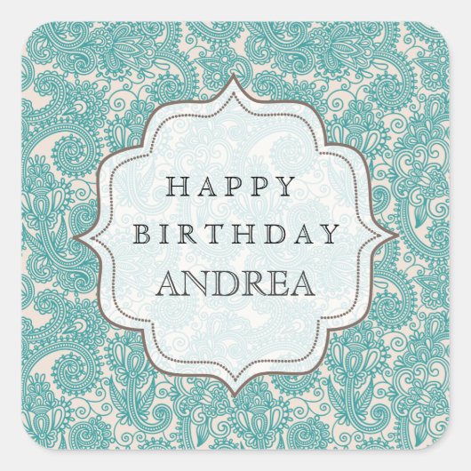 Blue Jade Birthday Dessert Table Label Label (Voorkant)