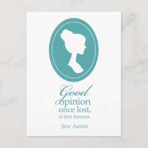Blue Jane Austen Good Opinion Lost Quote Gift Briefkaart