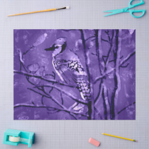 Blue Jay Abstracte Paarse zwarte decoupage Tissuepapier