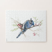 Blue Jay Bird Aquarelle Art Jigsaw Puzzle (Horizontal)