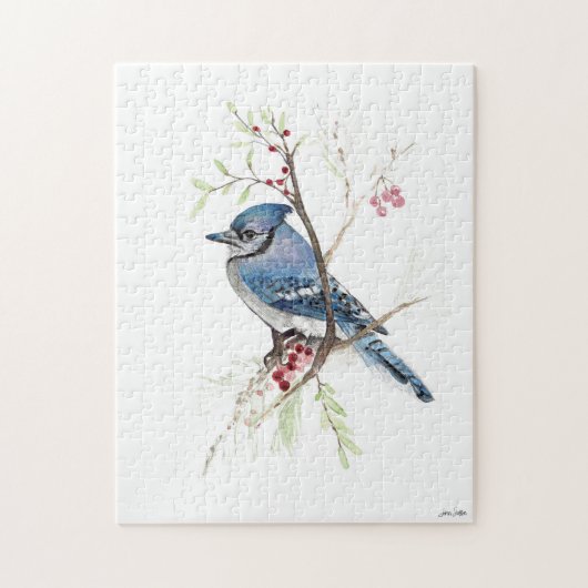 Blue Jay Bird Aquarelle Art Jigsaw Puzzle (Vertical)