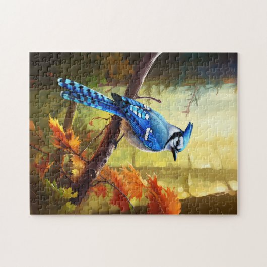 Blue Jay Bird Art Jigsaw Puzzle Puzzle (Horizontal)