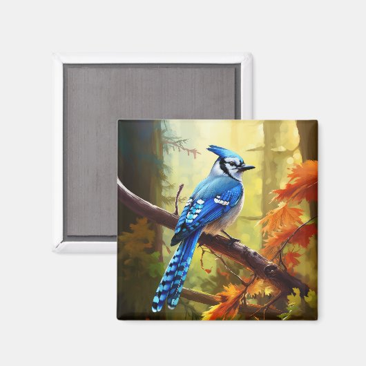 Blue Jay Bird Art Magnet (Recto/Verso)