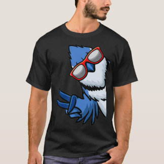 Blue Jay Bird Cyanocitta Cristata van zijkant met  T-shirt