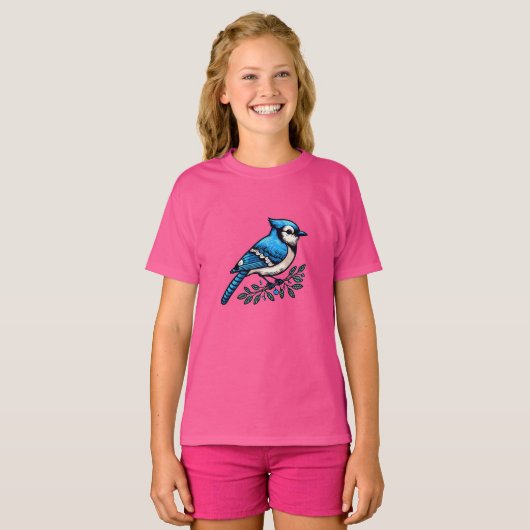 Blue Jay bird Kids Basic T-Shirt (Devant entier)