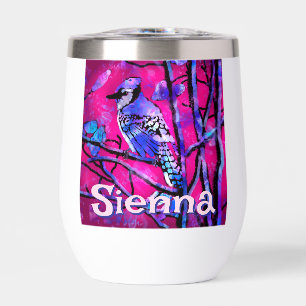 Blue Jay Bird Tree Branch Rose Personnalisé