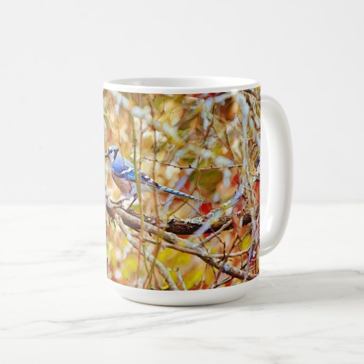 Blue Jay Bird Tree Nature Art Mug Cup (Devant droit)