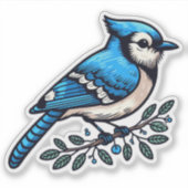 Blue Jay Bird Vinyl Sticker op maat (Voorkant)
