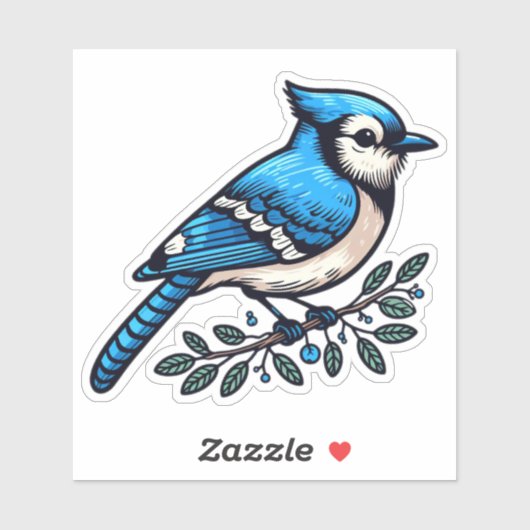 Blue Jay Bird Vinyl Sticker op maat (Vel)