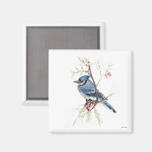 Blue Jay Bird Waterverf Art Magnet Magneet (Voorkant / Achterkant)