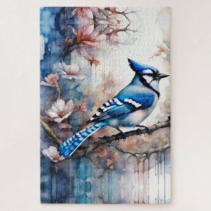 Blue Jay Cherry Blossoms waterverf Legpuzzel