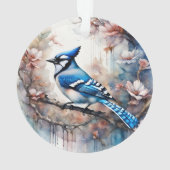Blue Jay Cherry Blossoms waterverf Ornament (achterkant)