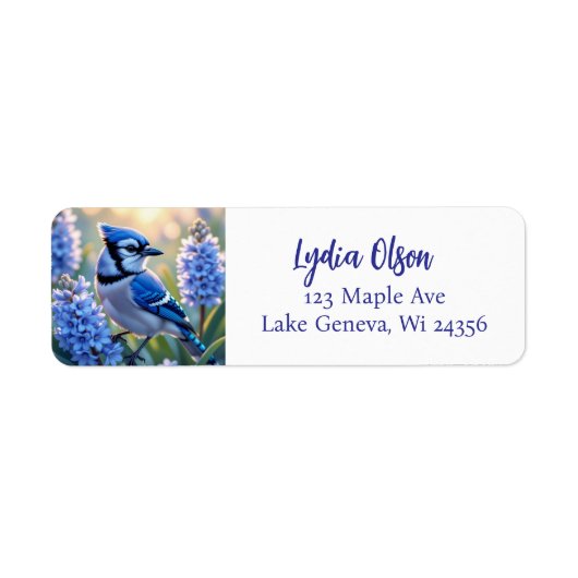 Blue Jay en Lilacs gepersonaliseerd Etiket (Voorkant)
