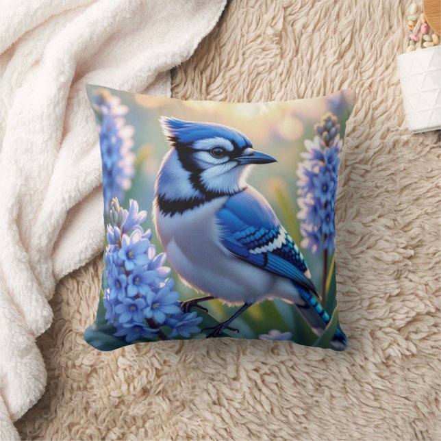  Blue Jay en Lilacs Kussen (Deken)