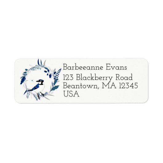 Blue Jay en Wreath Personalize Etiket (Voorkant)