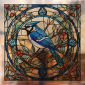 Blue Jay Faux Glas in lood Bluejay Bird Raamsticker (Vel 2)