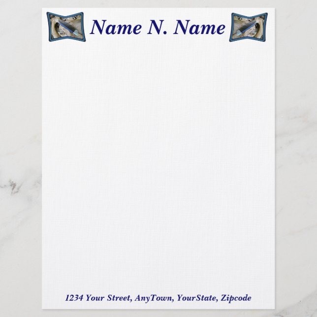 Blue Jay Feather Coördinating Items Letterhead Briefhoofd Ontwerp (Voorkant)