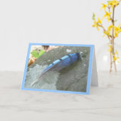 Blue Jay Feather Note Kaart (Gele Bloem)