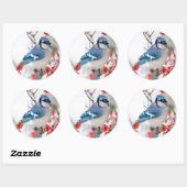 Blue Jay in Common Winterberry Ronde Sticker (Vel)