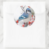 Blue Jay in Common Winterberry Ronde Sticker (Tas)