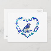Blue Jay in Fancy hart Briefkaart (Voorkant / Achterkant)
