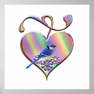 Blue Jay in  hart Poster