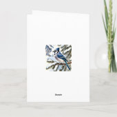 Blue Jay in Snowy Pines Winter Greeting Kaart (Achterkant)