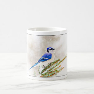 Blue Jay in Winter Koffiemok