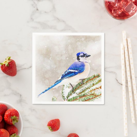 Blue Jay in Winter Servetten (Insitu)